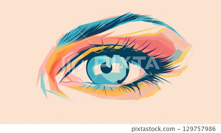 Colorful eye illustration in modern art style 129757986