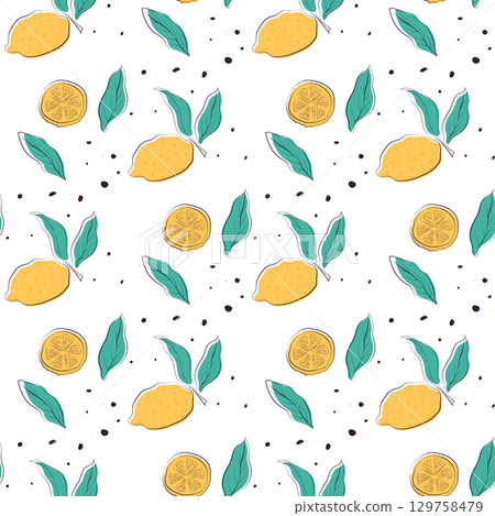 lemon doodle pattern 129758479
