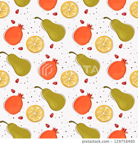 colorful stylized fruits pattern design 129758480
