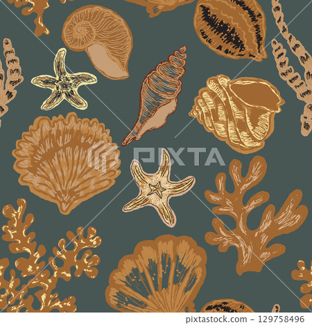 Abstract fantasy psychedelic  vector seamless pattern wallpaper background 129758496