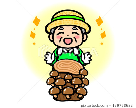 農民種植香菇的插圖素材 129758682