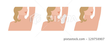 Woman applying depilatory cream for armpit hair removal Woman applying depilatory cream for armpit hair removal 129758907