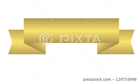 Simple and cute gold ribbon illustration 129758996