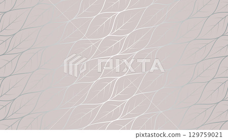 Seamless vector silver texture floral pattern. Platinum leaves luxury repeating damask light background. Premium platinum wrapping paper or silk white cloth. Falling leaf texture for fabric design 129759021