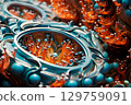 Microscopic exploration captures essence of biological tissues and cells, abstract beauty of female reproductive system's structural complexity medical background 129759091