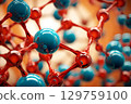 red and blue molecules in cells poster design 129759100