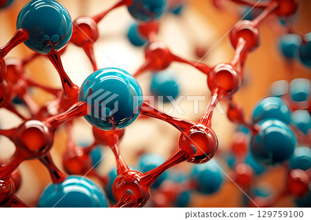 red and blue molecules in cells poster design 129759100