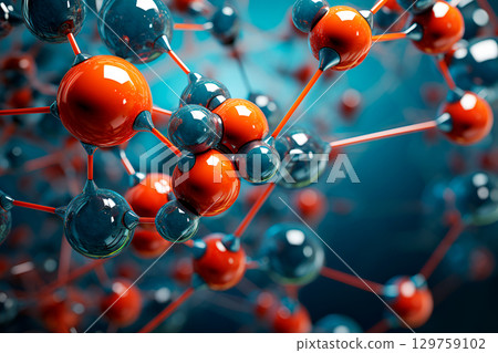 Abstract microbiological background with red and blue molecules in cells 129759102