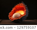 yellow ovicell among blood vessels in black egg metovum Theme of conception and the birth of life Symbol of new life 129759107