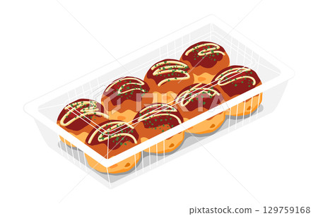 章魚燒的俯視圖插圖,8個,食品包裝 章魚燒的俯視圖插圖,8個,食品包裝 129759168