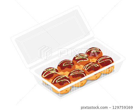 章魚燒的俯視圖插圖,8個,食品包裝 章魚燒的俯視圖插圖,8個,食品包裝 129759169