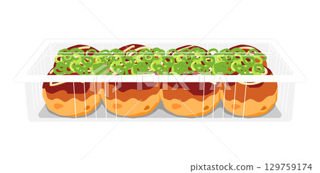 蔥花章魚燒正面圖 - 8個裝 - 食品包裝 129759174