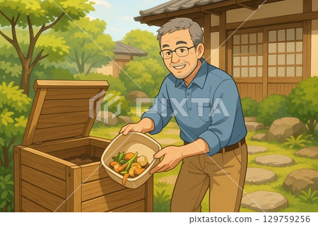 正在堆肥的老人 129759256