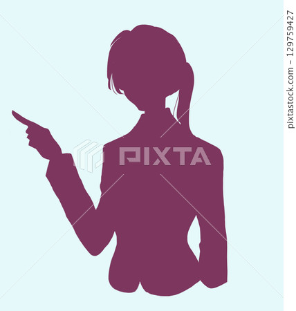 Silhouette of a woman in a suit pointing Silhouette of a woman in a suit pointing 129759427