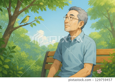 觀察大自然的老人 129759457
