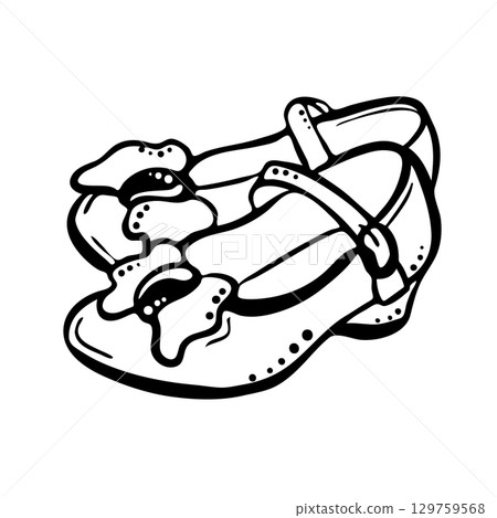 Girls sandals Vector image Back to school Hand drawn Girls sandals Vector image Back to school Hand drawn 129759568