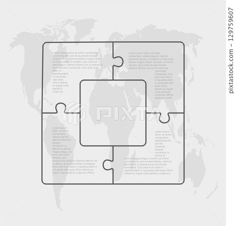Puzzle diagram infographic process on 4 parts Puzzle diagram infographic process on 4 parts 129759607