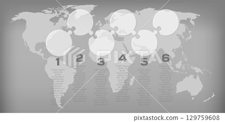 Six steps line infographic, puzzle diagram Six steps line infographic, puzzle diagram 129759608