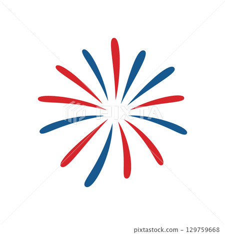 Simple firework icon. Red and blue explosion on a white background Simple firework icon. Red and blue explosion on a white background 129759668