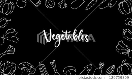 Vegetables banner. Natural vegetarian foods. Healthy eating. Organic vegetables design for farm company or food packages design. Vector illustration. Vegetables banner. Natural vegetarian foods. Healthy eating. Organic vegetables design for farm company or food packages design. Vector illustration. 129759809