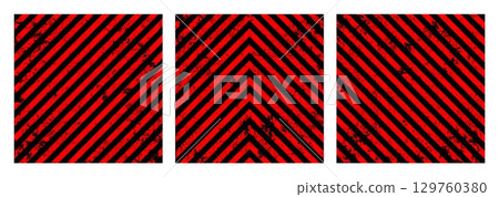 Warning sign with red and black diagonal lines. Attention, danger or caution symbol. Construction site signage, road safety notice, hazard banner, security alert shield. Vector illustration Warning sign with red and black diagonal lines. Attention, danger or caution symbol. Construction site signage, road safety notice, hazard banner, security alert shield. Vector illustration 129760380