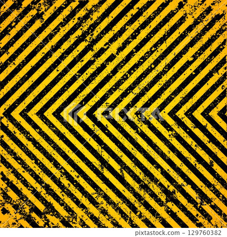 Warning sign with yellow and black diagonal lines. Attention, danger or caution symbol. Construction site signage, road safety notice, hazard banner, security alert shield. Vector illustration Warning sign with yellow and black diagonal lines. Attention, danger or caution symbol. Construction site signage, road safety notice, hazard banner, security alert shield. Vector illustration 129760382