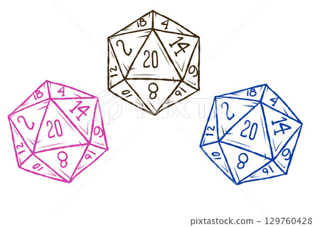 Dnd dice, colorful fantasy set. wargame tabletop d20 art. adventure strategy 129760428