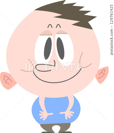 Thick boy smiling face without main lines Thick boy smiling face without main lines 129761425