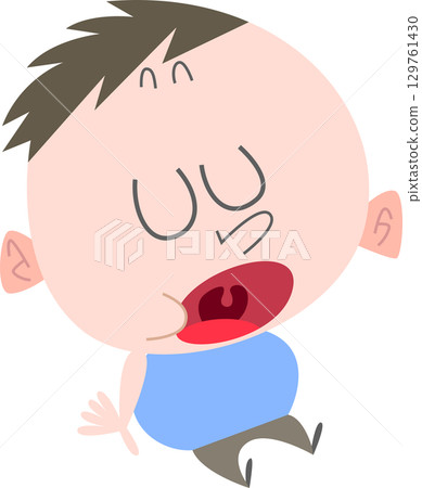 一個胖胖的男孩張著嘴坐著。沒有主線。 一個胖胖的男孩張著嘴坐著。沒有主線。 129761430