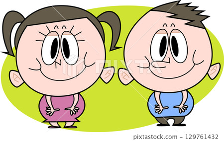 Chubby boy and girl smiling 129761432