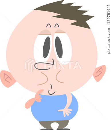 一個胖胖的男孩凝視著某物。沒有主線。 一個胖胖的男孩凝視著某物。沒有主線。 129761443