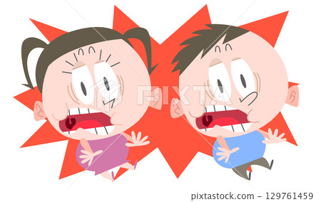 Surprised expression, thick boy and girl, no main line 129761459