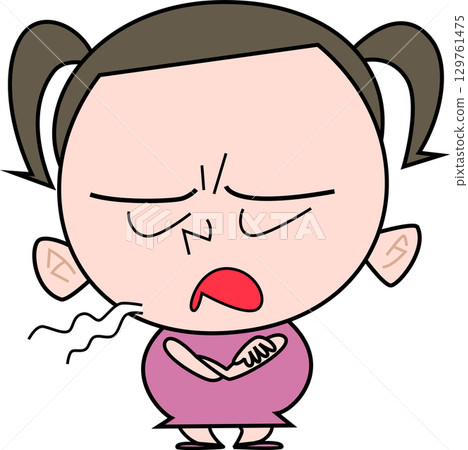 A chubby girl sighing with a dissatisfied expression A chubby girl sighing with a dissatisfied expression 129761475