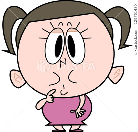 一個胖女孩盯著某樣東西 129761480