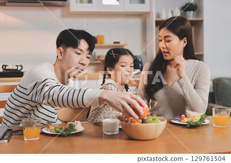 Family spends their free time together 129761504