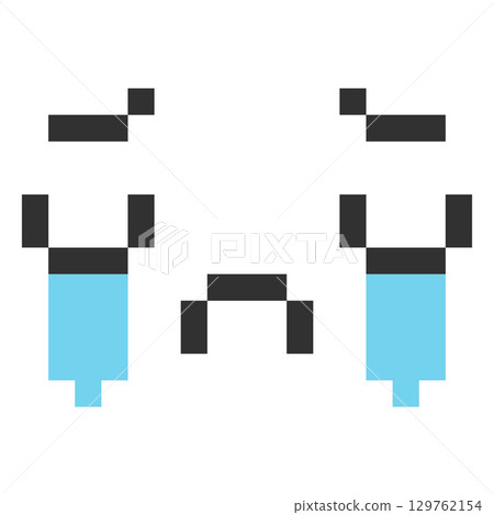 Cry kawaii emoji emoticon vector pixel art, unhappy sad black outline face with tears flow, 8 bit retro troubled avatar Cry kawaii emoji emoticon vector pixel art, unhappy sad black outline face with tears flow, 8 bit retro troubled avatar 129762154