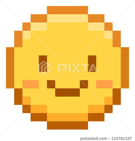 Happy laugh emoji emoticon pixel art vector icon, yellow pixelated smile face, cute retro 8 bit positive avatar Happy laugh emoji emoticon pixel art vector icon, yellow pixelated smile face, cute retro 8 bit positive avatar 129762187