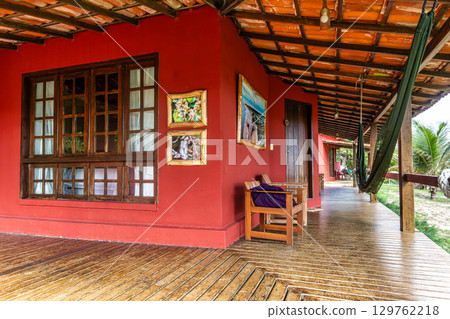 Typical Jungle lodge located at Ilha das Canarias, Brazil. Delta do Parnaiba and Delta das Americas. Typical Jungle lodge located at Ilha das Canarias, Brazil. Delta do Parnaiba and Delta das Americas. 129762218