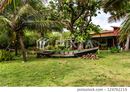 Typical Jungle lodge located at Ilha das Canarias, Brazil. Delta do Parnaiba and Delta das Americas. Typical Jungle lodge located at Ilha das Canarias, Brazil. Delta do Parnaiba and Delta das Americas. 129762219