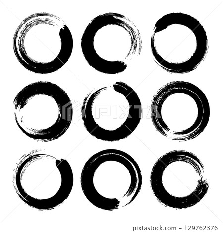 Grunge circles, brush strokes, lines, ink smudges, hand-drawn scribble shapes. Handmade sketchy marks, acrylic stains, charcoal streaks. Paint textures, dry brush effect. Vector illustration Grunge circles, brush strokes, lines, ink smudges, hand-drawn scribble shapes. Handmade sketchy marks, acrylic stains, charcoal streaks. Paint textures, dry brush effect. Vector illustration 129762376