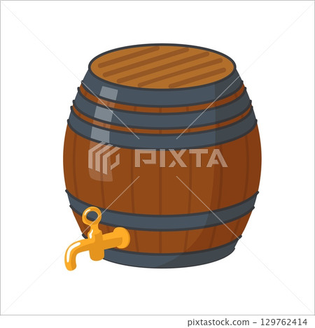 Wooden Beer Barrel with Tap Classic Vintage Keg Icon for Oktoberfest Brewery Pub or Distillery Isolated on White Background Vector Illustration Wooden Beer Barrel with Tap Classic Vintage Keg Icon for Oktoberfest Brewery Pub or Distillery Isolated on White Background Vector Illustration 129762414