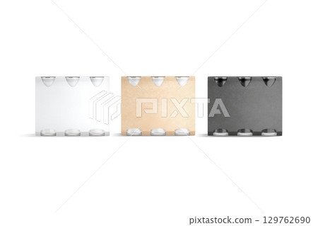Black, white and craft cardboard six pack with can mockup Black, white and craft cardboard six pack with can mockup 129762690