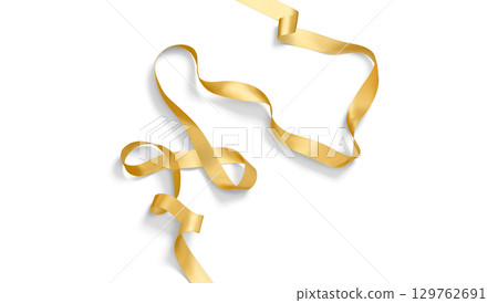 Blank gold satin ribbon mockup, top view 129762691
