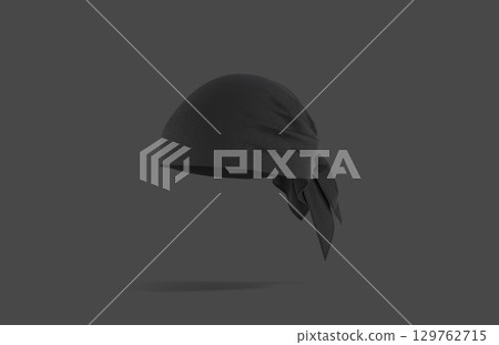 Blank black bandana head wrap mockup, dark background 129762715