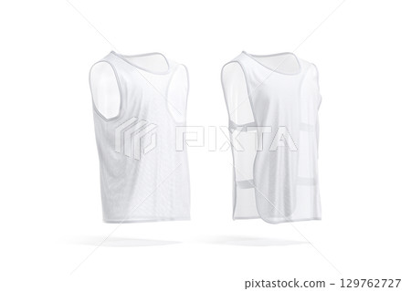 Blank white football team practice vest mockup set, side view 129762727