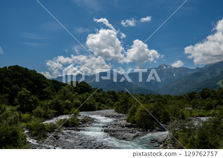 Summer sky and the Northern Alps Summer sky and the Northern Alps 129762757