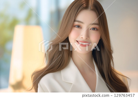 Beautiful woman working at a beauty salon "AI generated image" 129763457