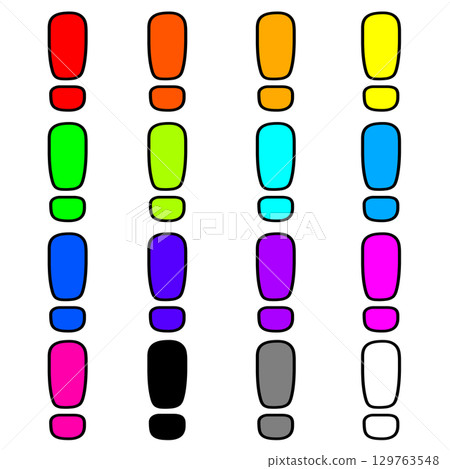 Colorful exclamation marks set in different colors transparent PNG illustration 129763548