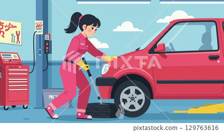 Reliable female staff! Car inspection 129763616