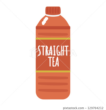 Black tea, straight tea, plastic bottle illustration 129764212